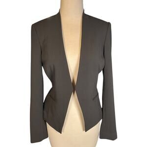 Calvin Klein Black Open Front Blazer Size 4 Stretch Tailored Career Workwear